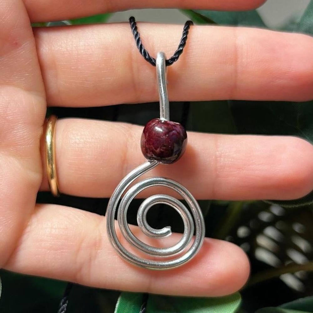 Handmade Boho Spiral pendant necklace - Picture 2 of 3